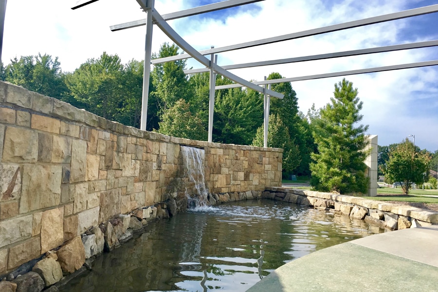 waterfall outside ecenter@lindenpointe